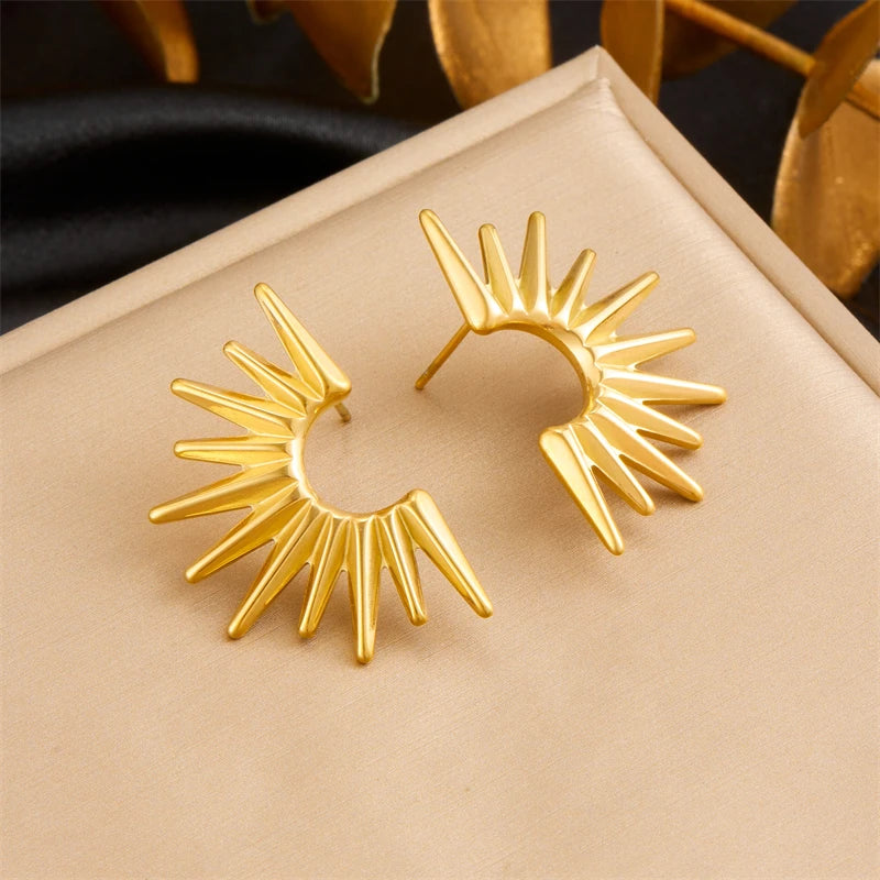 DIEYURO 316L Stainless Steel Love Pearl Round Square Fan Shaped Irregular Design Earrings Women New Trend Ear Jewelry Gift Party