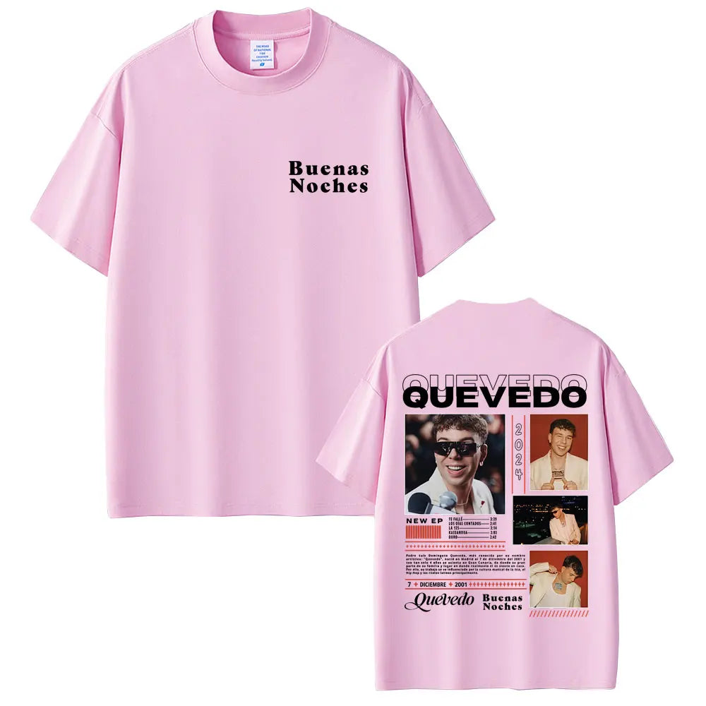 Rapper Quevedo Buenas Noches T-shirt Men Women Hip Hop Fashion Street Crewneck T Shirts Men's Cotton Casual Vintage Tee Shirt