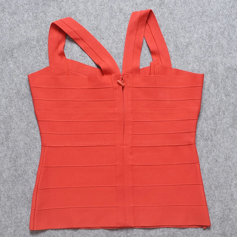HQBORY White Sexy Lady Spaghetti Strap Elastic Knitted Bandage Long Top Criss Red Black Bodycon Tight Vest XL Yellow Camis