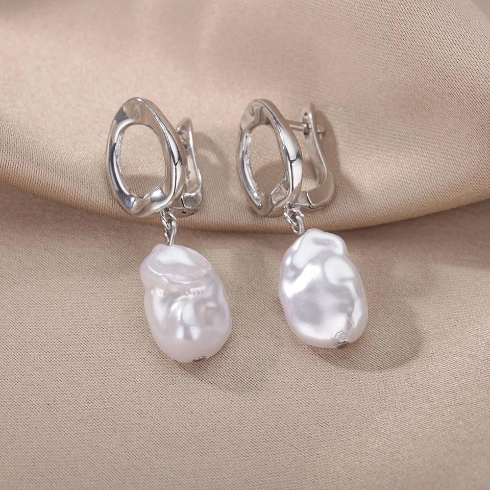 Pearl Drop Dangle Earrings For Women Vintage Sweet Baroque Pearl Earring Wedding Party Jewelry Accessories Christmas Gift Mujer