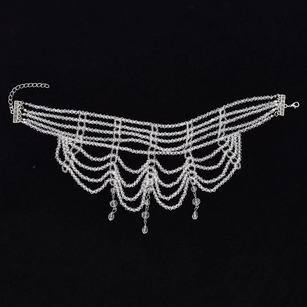 Fashion Black White Crystal Beads Necklace for Women Handmade Bohemian Drop Beaded  Choker Necklaces Ladies' Charm Jewelry