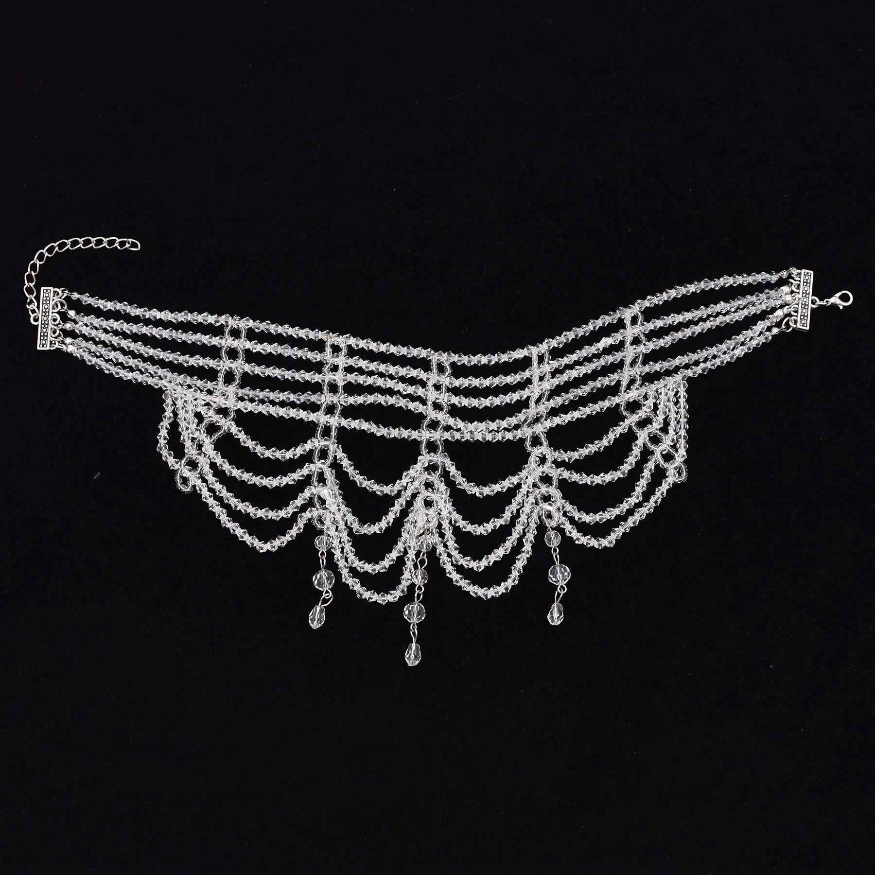Fashion Black White Crystal Beads Necklace for Women Handmade Bohemian Drop Beaded  Choker Necklaces Ladies' Charm Jewelry