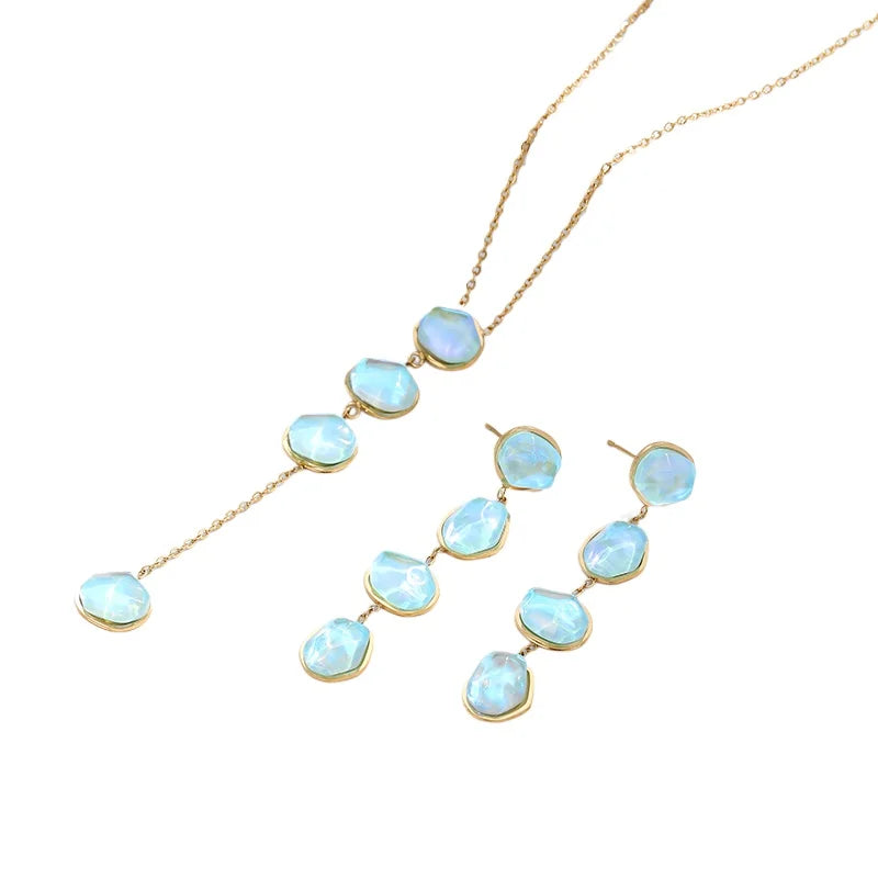 PAPERPLUS | Mint Green Dangle Earrings Stainless Steel Women Summer Charm Jewelry Resin Fashion Wholesale