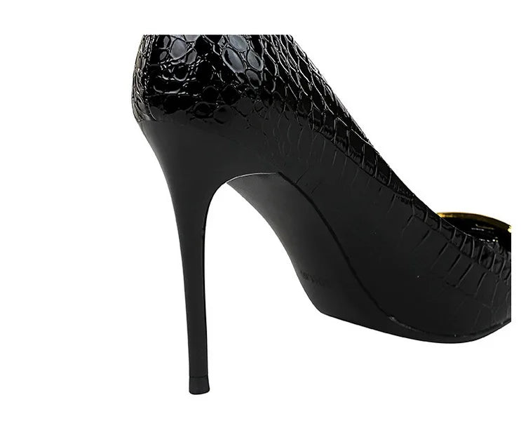 BIGTREE Shoes Women 10 Cm Metal Buckle Ladies Pumps Luxury Women's Banquet Shoes Stilettos High Heels Women Sexy Party Shoes