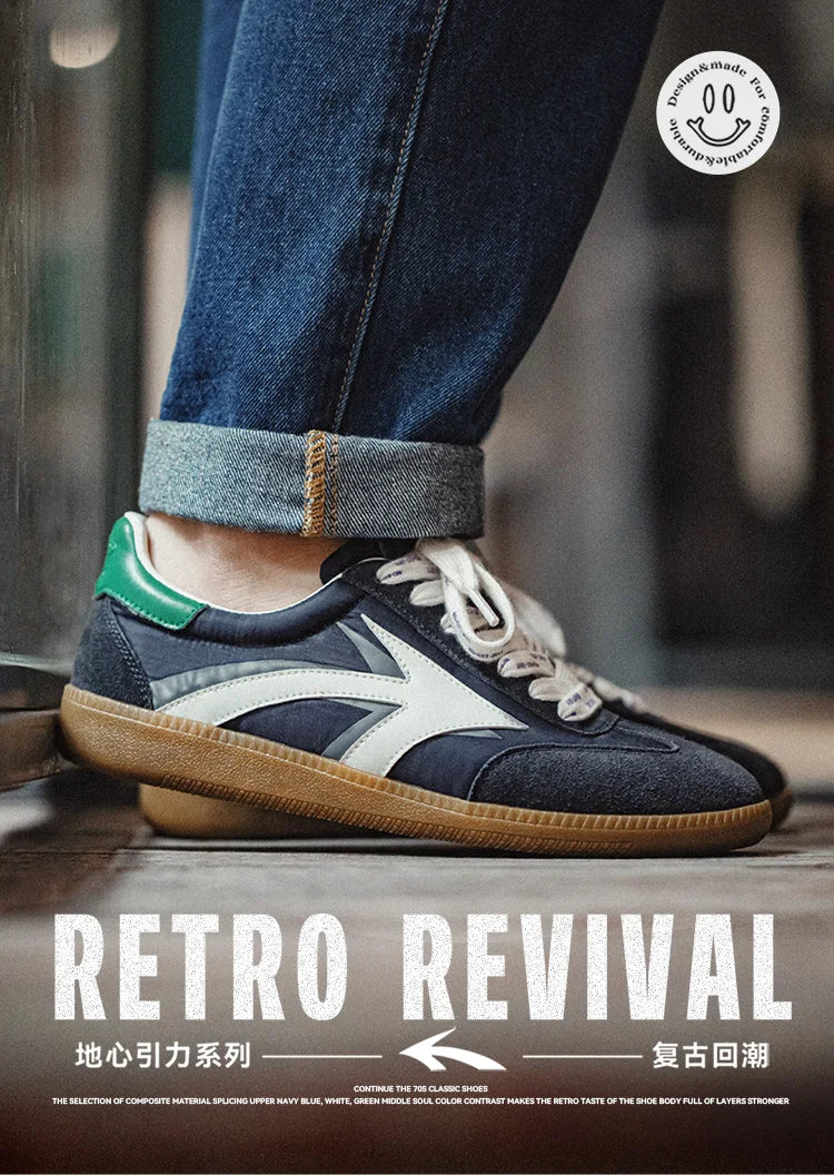Maden Retro 70S Patchwork Upper Casual Shoes for Men Rubber Sole Lightweight Non-slip Sports Casual Sneakers Comfortable Shoes