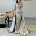 Elegant Satin Sequin Stitching Dress Luxury Glitter High Waist Gala Evening Dress Women Chic Long Sleeve Full Length Party Dress