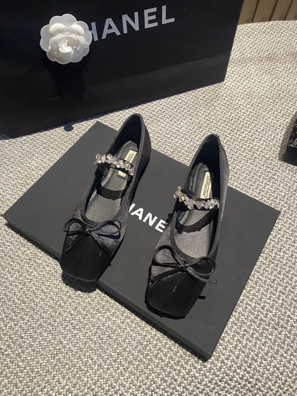 Square Toe Flat Shoes for Women Rhinestone Spring Autumn 2025 New Ballet Shoes Mary Jane Shoes for Women Big Size 42 43 44