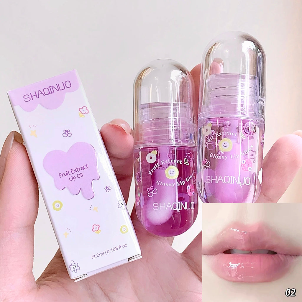 1/3Pcs Fruit Lip Oil Set Transparent Jelly Mirror Water Lip Gloss Nourishing Moisturising Anti-Dry Lips Plumping Makeup Lip Care