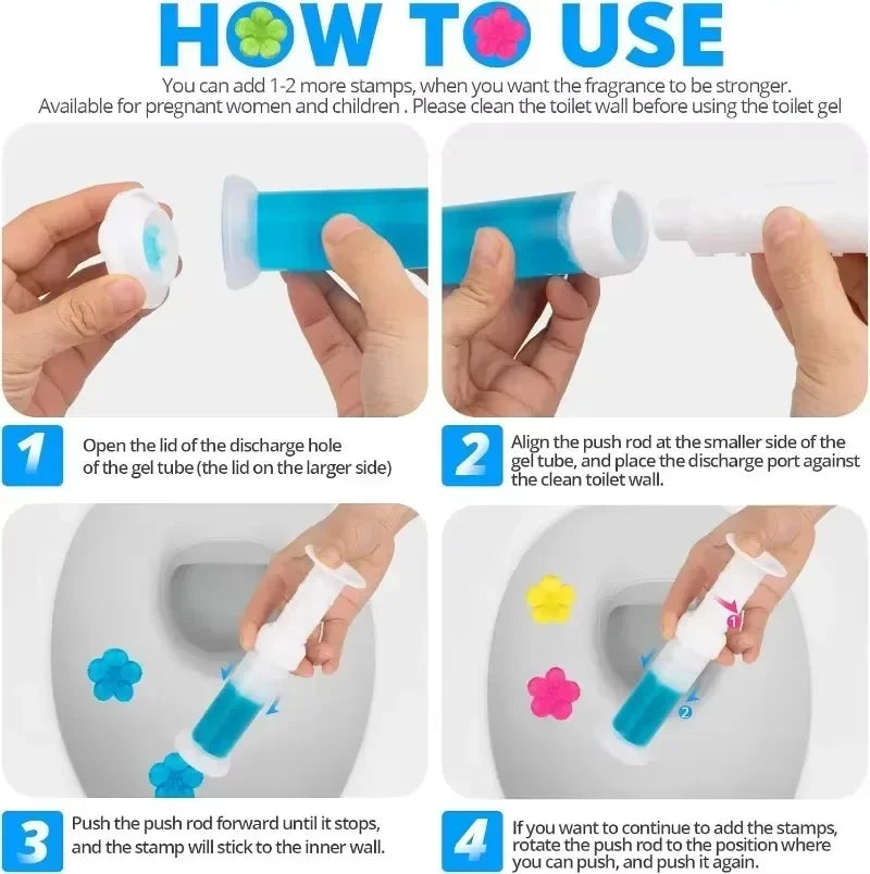 Toilet Gel 1Pc/12 Count Toilet Bowl Gel Stamp 6 Kinds Of Scent Toilet Cleaner Gel Stamp Kit Air Freshener Flower Fragrance
