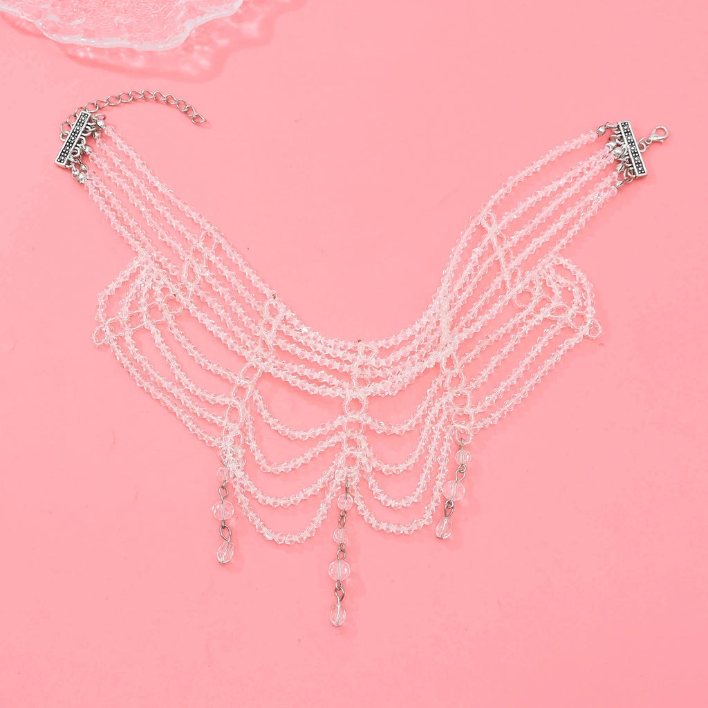 Fashion Black White Crystal Beads Necklace for Women Handmade Bohemian Drop Beaded  Choker Necklaces Ladies' Charm Jewelry