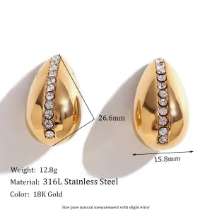 E.B.belle Water Droplet Series Earrings Stainless Steel 18K Gold Plated Women Statement Jewelry Accessories