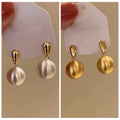 XIYANIKE Gold Silver Colour Contrasting Metal Brushed Ball Pendant Stud Earrings For Women Fashion New Jewelry Gift Party Rock