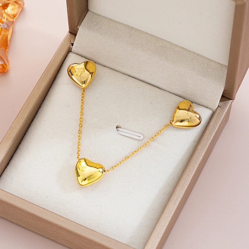 Boho Chic Gold Color Heart Jewelry Set Fashion Love Pendant Necklace Stud Earring Sets for Women Boho Daily Wear Jewelry Gifts