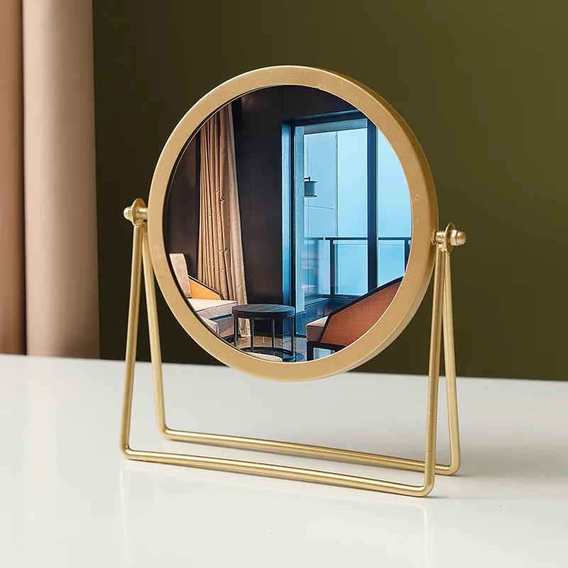 360 Degrees Rotate Iron Desktop Mirror Texture Ladies Makeup Mirror Creative Iron Mirror Strong Sense Of Style