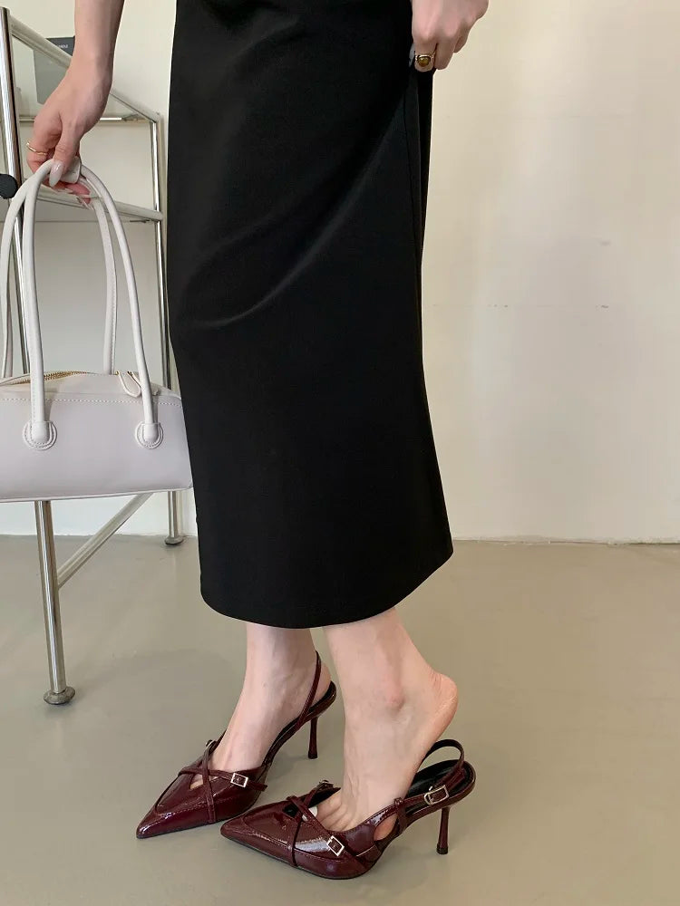 Eilyken Street Style Buckle Strap Women Pumps Pointed Toe Thin High Heels Banquet Slingback Party Shoes Zapatos De Mujer