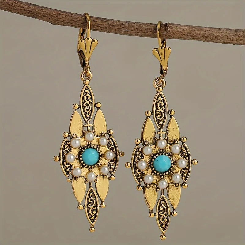 New Retro Originality Exaggerated Hollow Palace Style Round Earrings Bohemian Fashion Women's Festival Party Accessories Jewelry