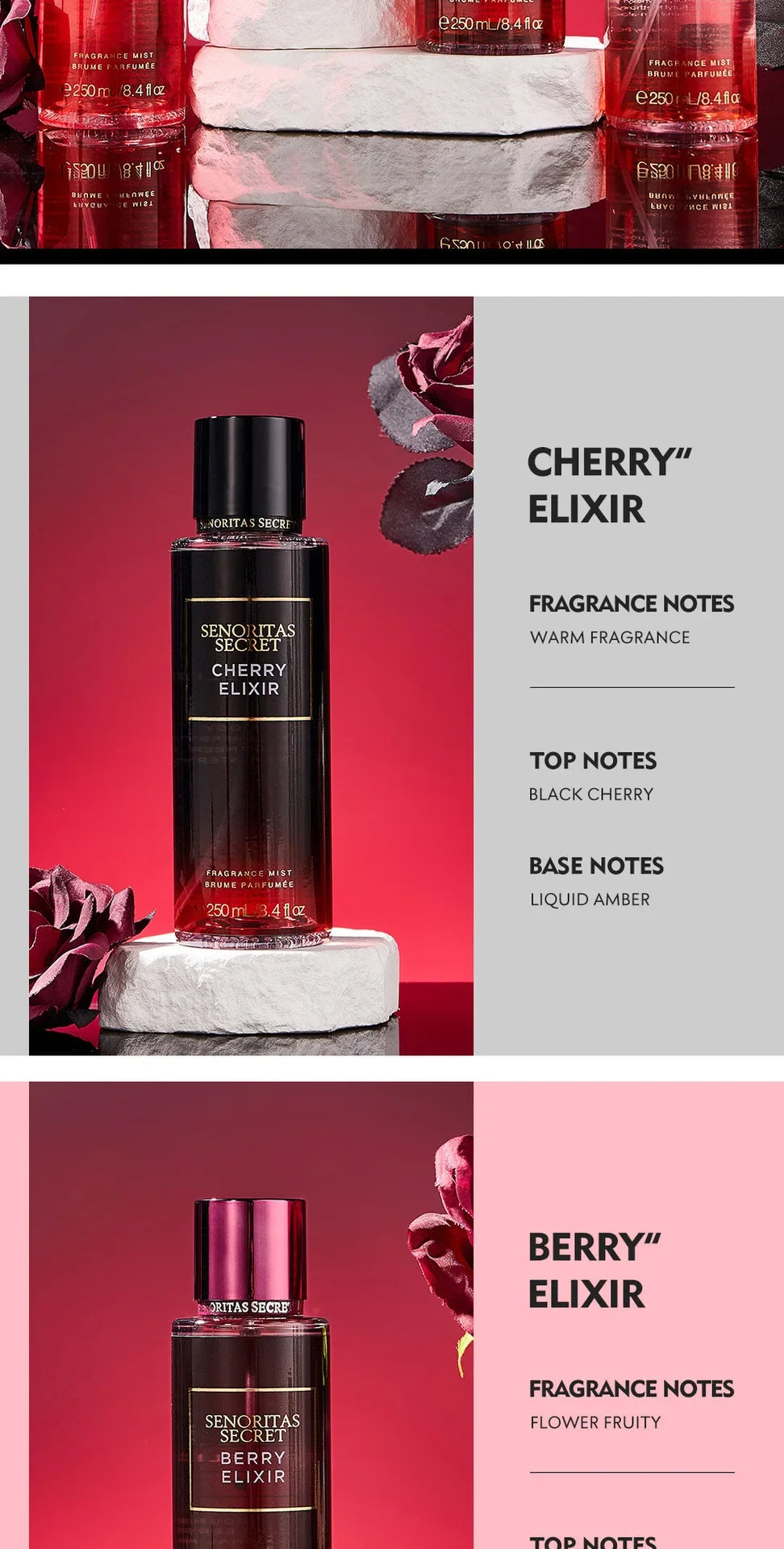 Body Spray Women's  Fragrance Floral and Fruit Tone Lasting Fragrance Thailand's 250ml