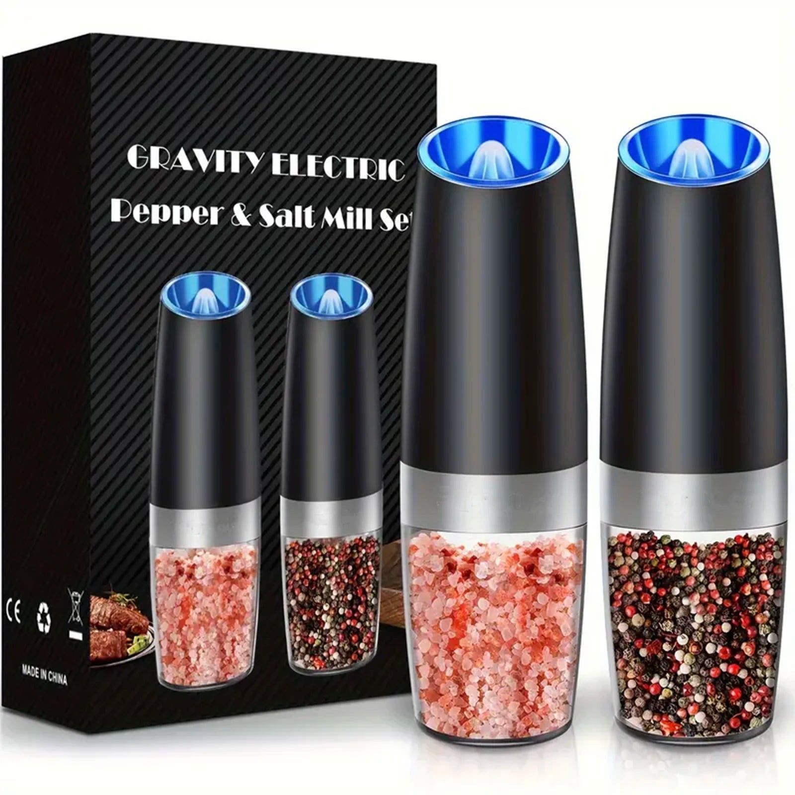 Gravity Electric Salt And Pepper Mill, Tilt To Grind Automatically, Battery Powered, Coarseness Adjustable, Upgraded Large Capac