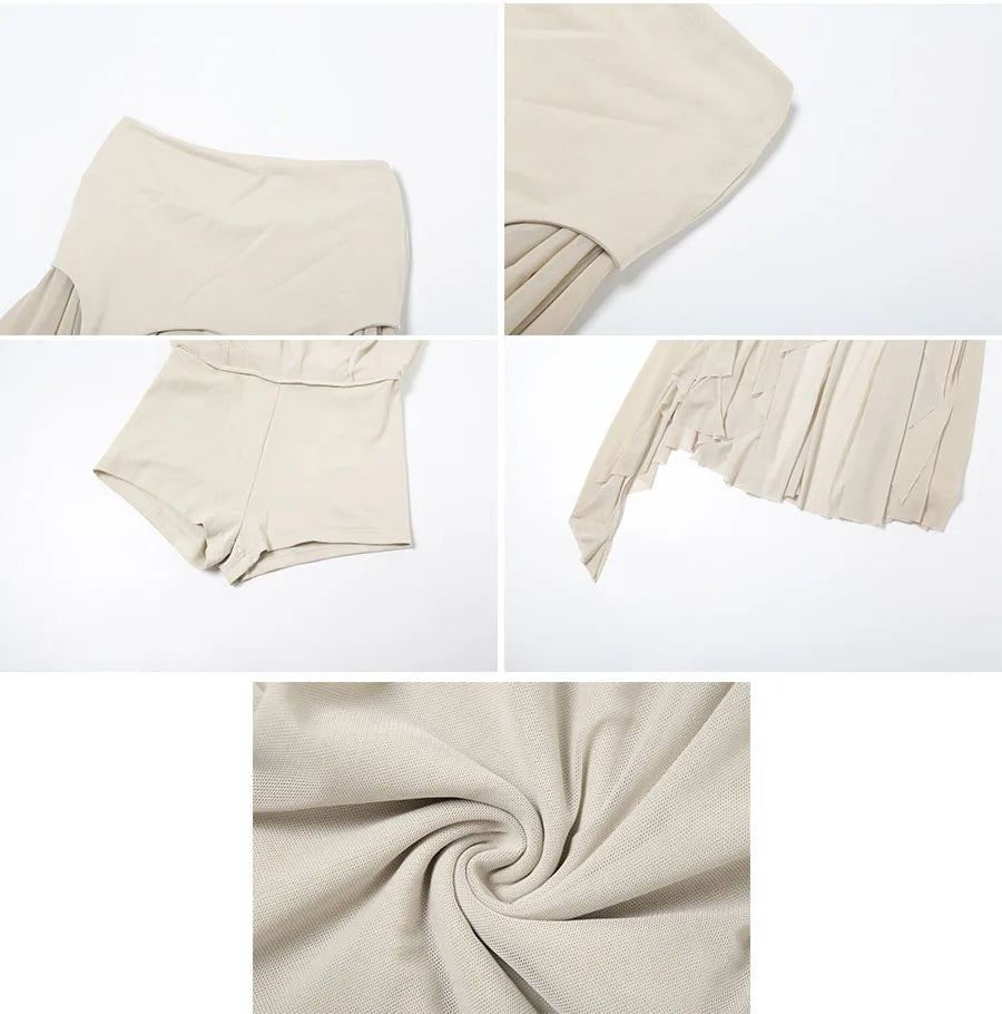 Nibber 2024 Summer Solid Color Simple All-match Casual Sexy Fimbriate High Street Trendy Cool Women's Laminated Ruffled Skirt