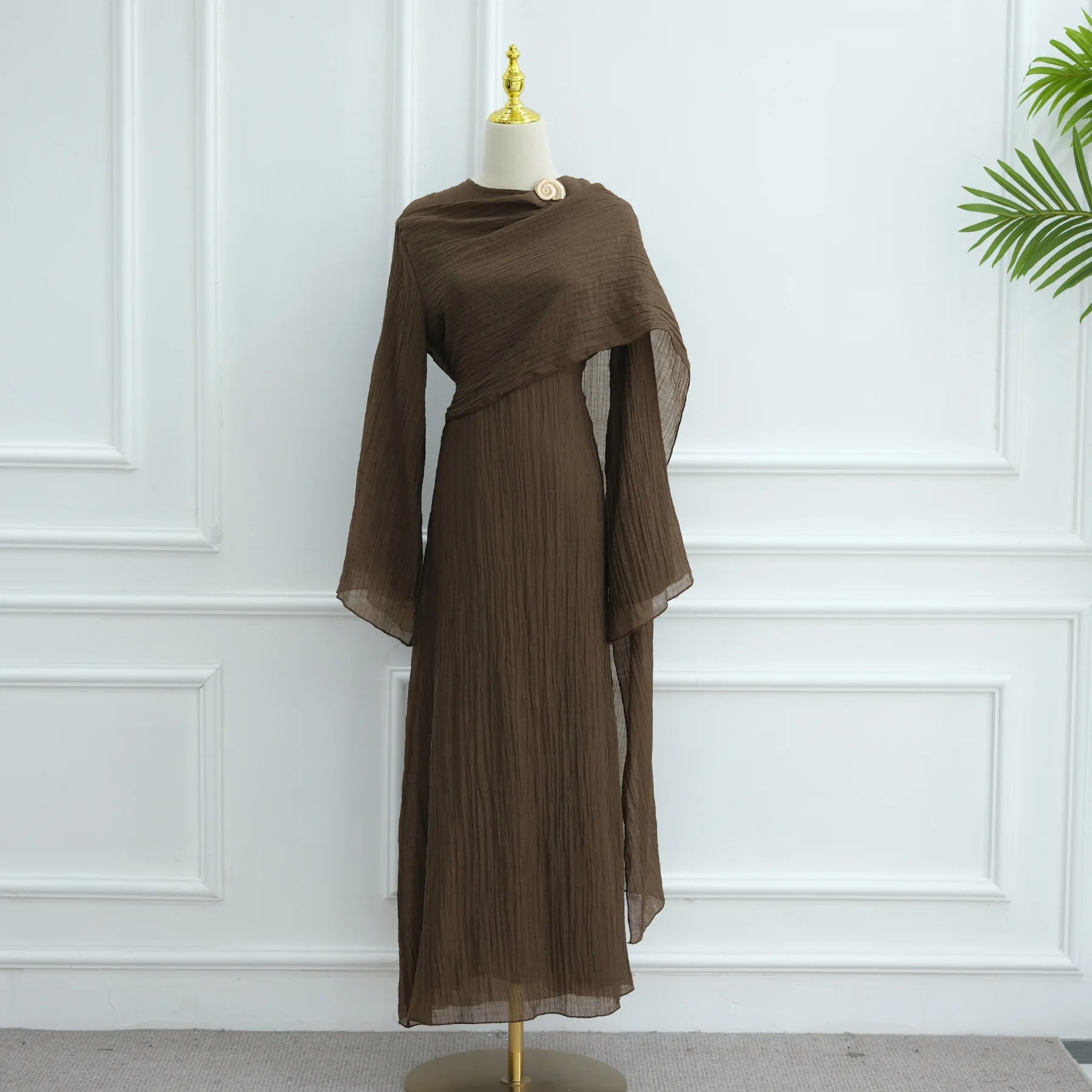 Two Piece Middle East Muslim Cardigan Set for Women Ramadan Eid Dubai Modest Abaya Dress Elegant Islam Solid Turkey Robe Outfit