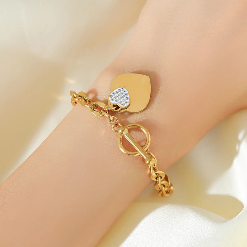 EILIECK 316L Stainless Steel Gold Color Starfish Moon Star Charm Bracelet For Women New Trendy Wrist Chain Jewelry Gift Party