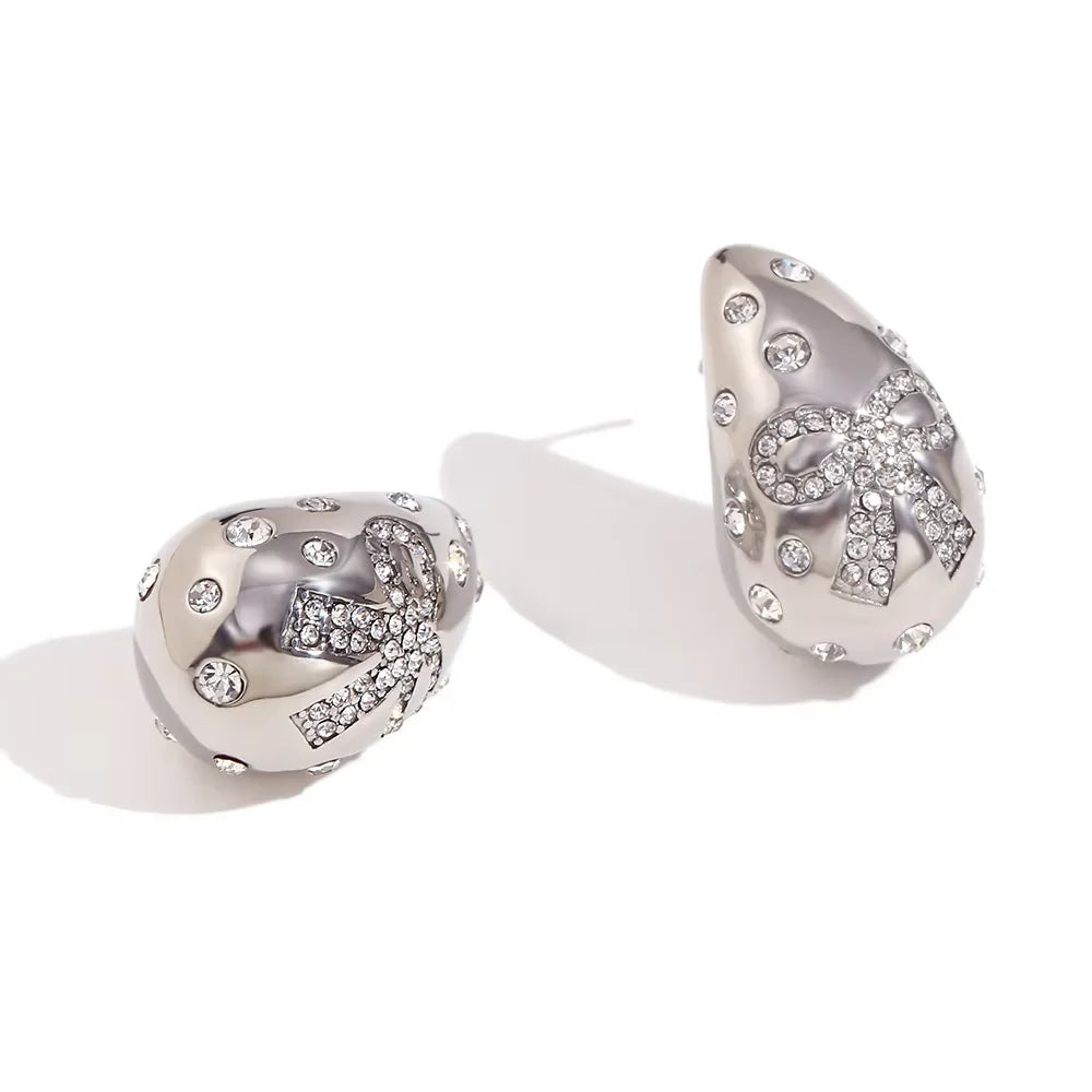 E.B.belle Water Droplet Series Earrings Stainless Steel 18K Gold Plated Women Statement Jewelry Accessories