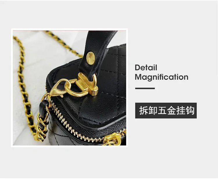 Small Shoulder Bucket Bag For Women Classic Mini Clutches Female Small Square Box Crossbody Metal Chain Handbag