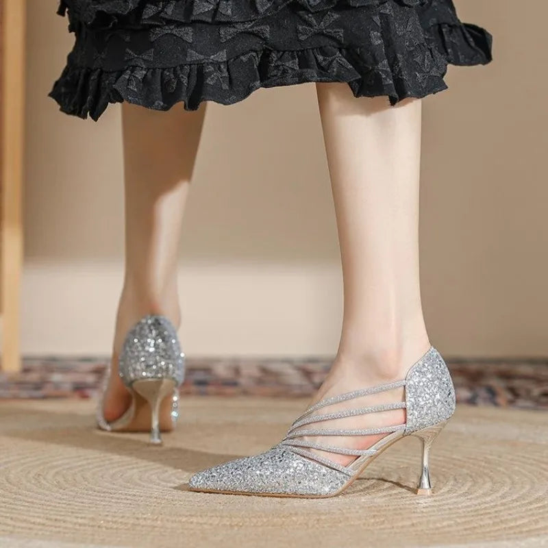 Fashion Sexy Ladies Party Sandals High Heels 2025 Pointed Toe Shin Women Pumps Summer Hot Sale Sandals 34-43 Sandalias De Mujer