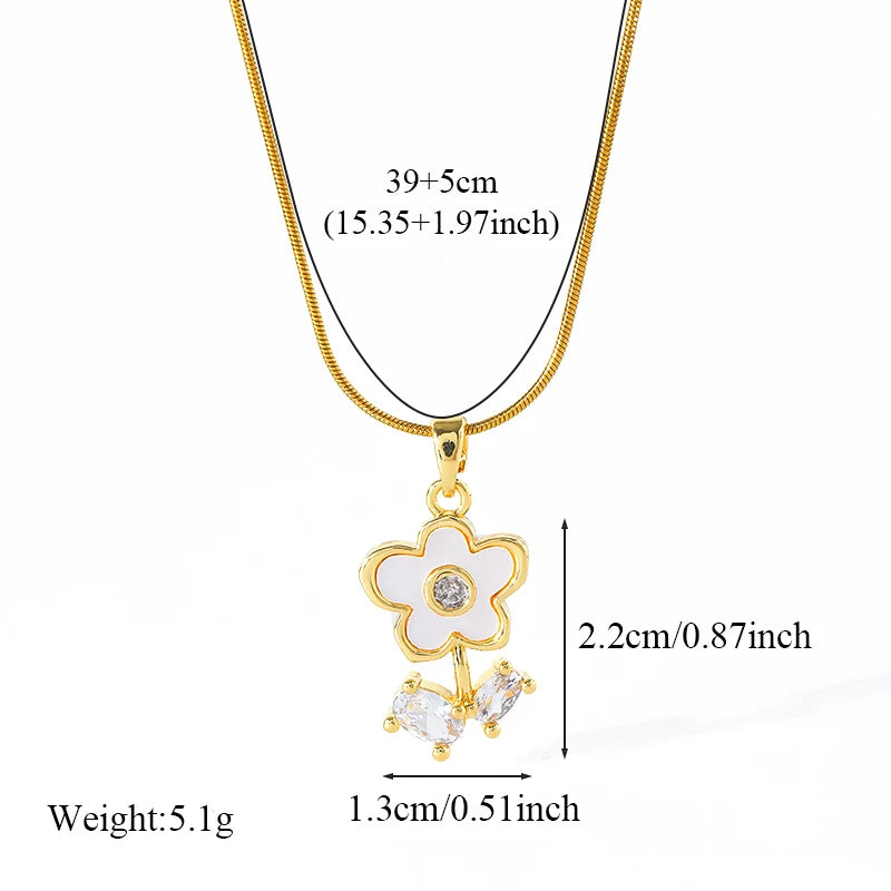 EILIECK 316L Stainless Steel Gold Color Shell Starfish Zircon Pendant Necklace For Women Fashion New Gift Neck Chain Jewelry