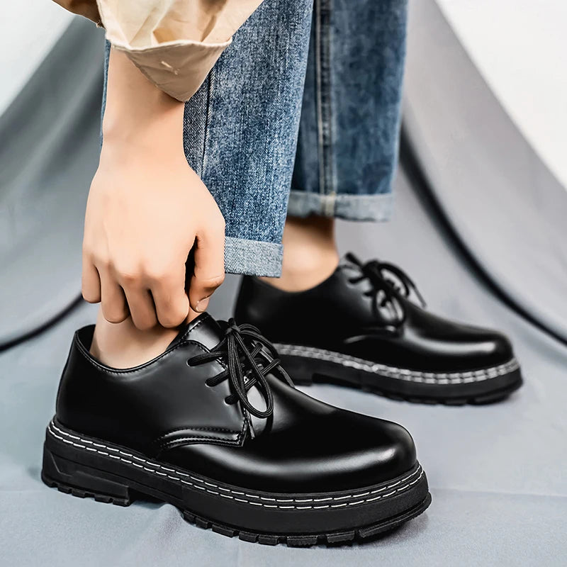 Men's Casual Loafers Black Fashionable Dress Shoes Elegant Formal Footwear Comfortable Slip-On Footgear