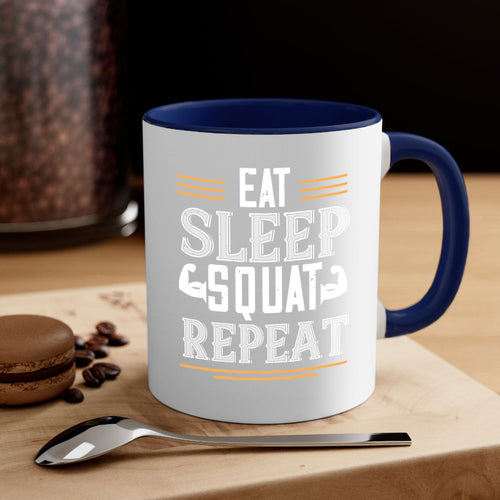 eat sleep squat repeat 58#- gym-Mug / Coffee Cup