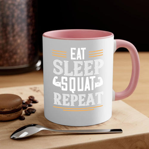 eat sleep squat repeat 58#- gym-Mug / Coffee Cup