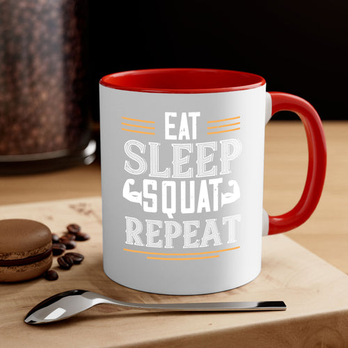 eat sleep squat repeat 58#- gym-Mug / Coffee Cup